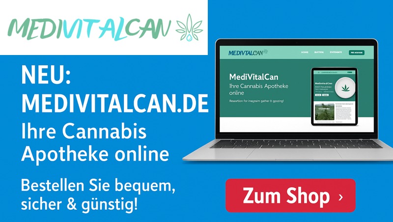 MediVital Apotheke Weiterstadt – Online-Shop MEDIVITALCAN.DE Banner der MediVital Apotheke in Weiterstadt: Vorstellung des neuen Online-Shops MEDIVITALCAN.DE mit Laptop-Ansicht der Website und rotem Button ‚Zum Shop‘.